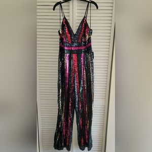 EXPRESS Multicolor Sequin Jumpsuit